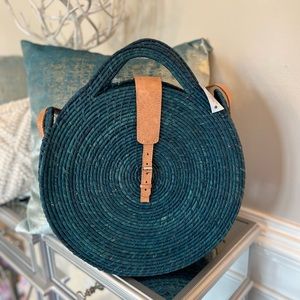 Large Round Crossbody Straw Bag